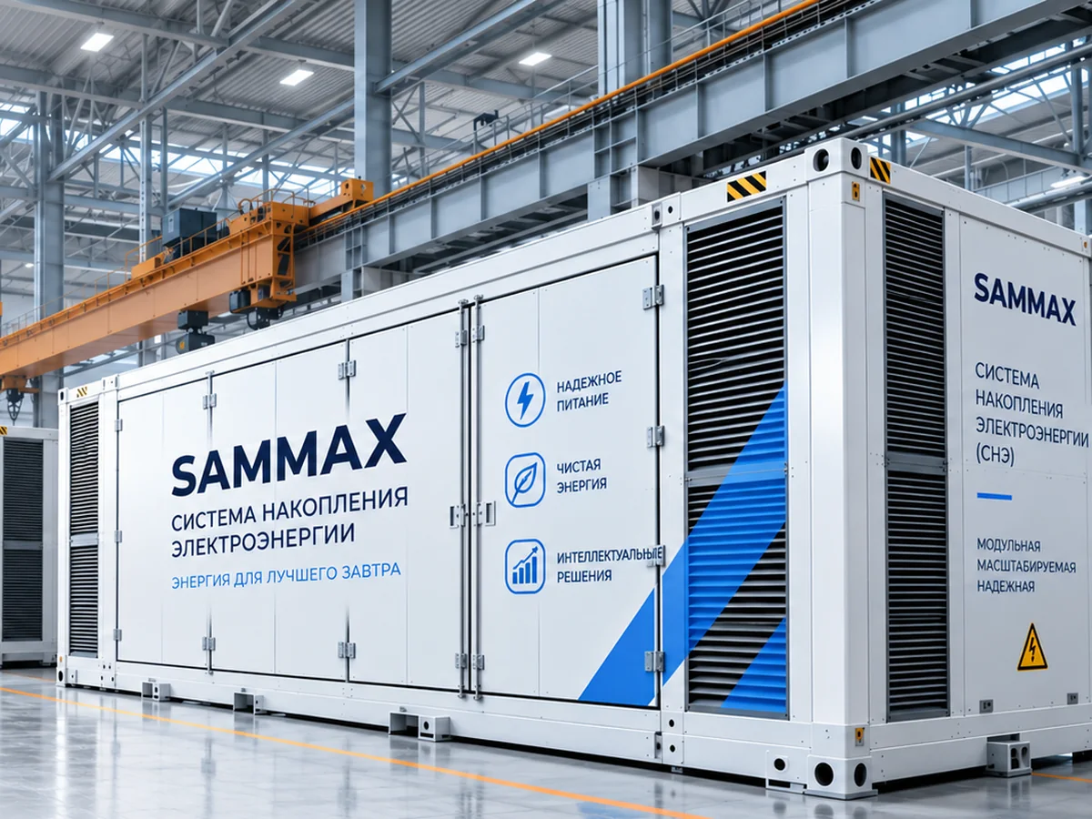 Контейнерная система накопления электроэнергии SAMMAX в цехе