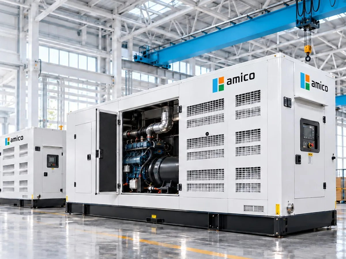 Газопоршневые установки AMICO в шумозащитных кожухах в цехе